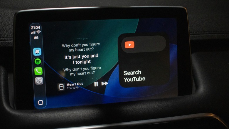 The YouTube widget on my Apple CarPlay screen