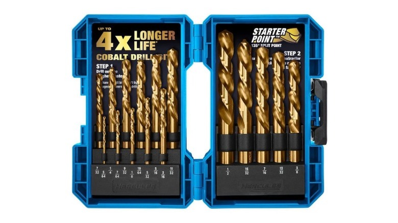 Hercules left-handed cobalt drill bit set in its case