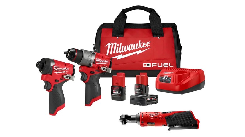 Milwaukee M12 3-Tool Bundle Kit (Ratchet, Drill, and Impact Driver)