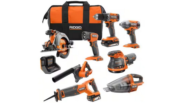 Ridgid 8-tool Combo Kit on white background