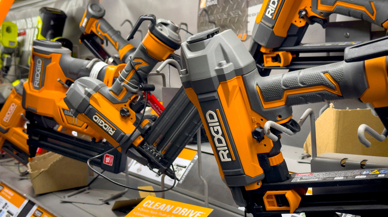 Ridgid tools on display at a Home Depot branch