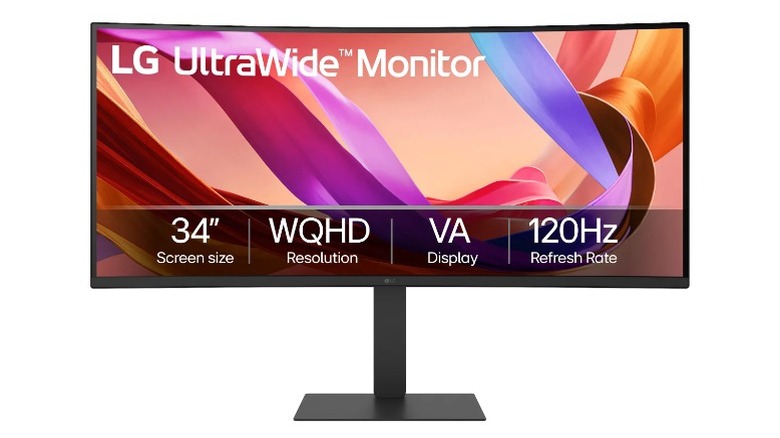 LG 34-inch WQHD 120Hz Curved Ultrawide Monitor on white background