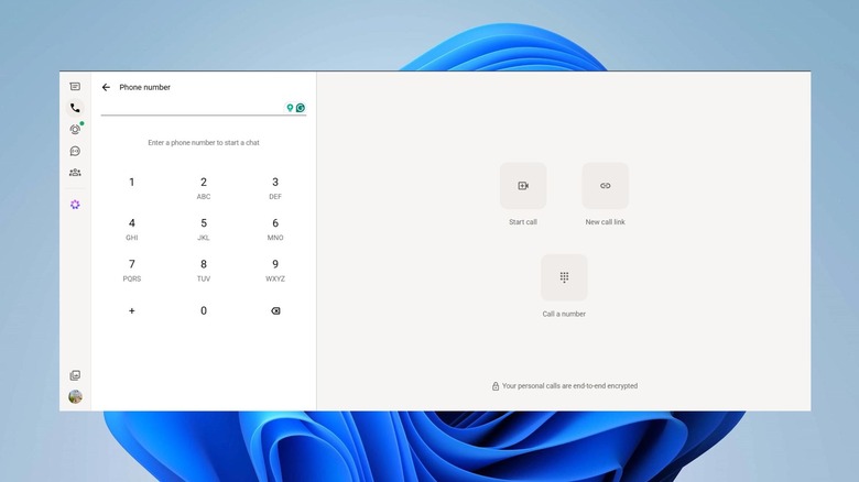 WhatsApp web calling interface