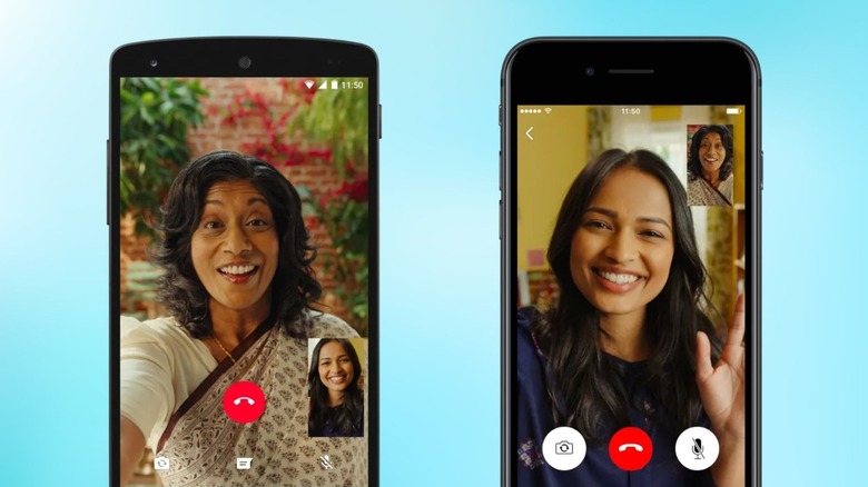Two people video calling each other through WhatsApp
