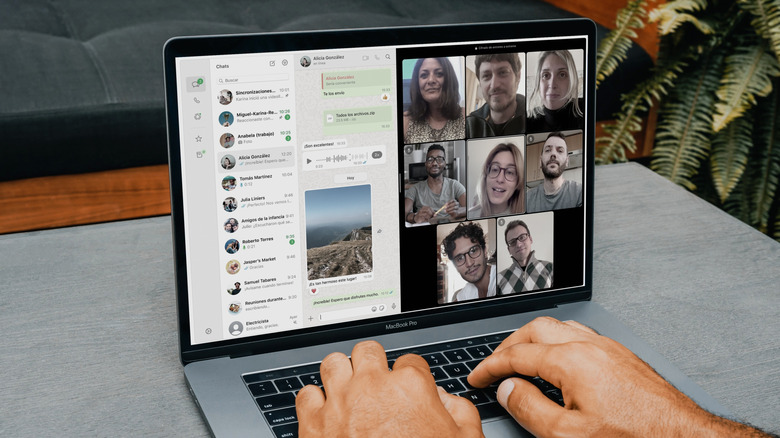 WhatsApp group call on a MacBook