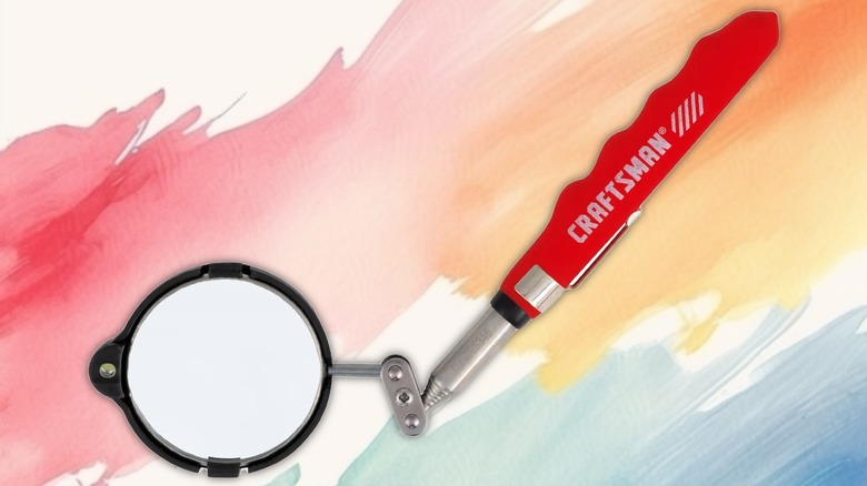 Auto LED Inspection Mirror on a painted background.