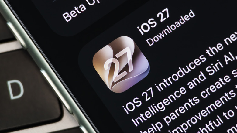 iOS 27 update message on iPhone.