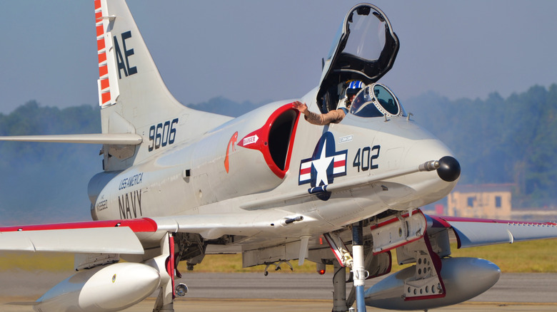 A Douglas A-4 on runway in jacksonville