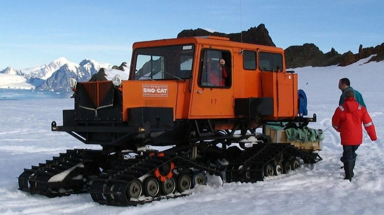 A Sno-Cat an an Antarctic island
