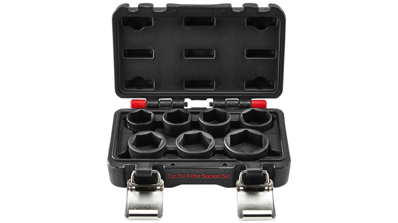 A set of seven sockets designed for vehicle oil filters