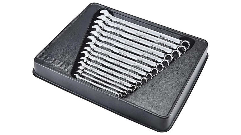 A stock image of a wrench set in a black box