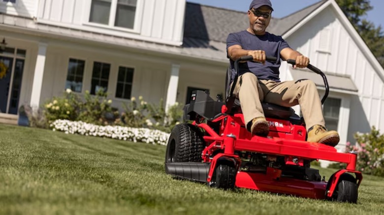 mowing the lawn on Craftsman zero-turn mower