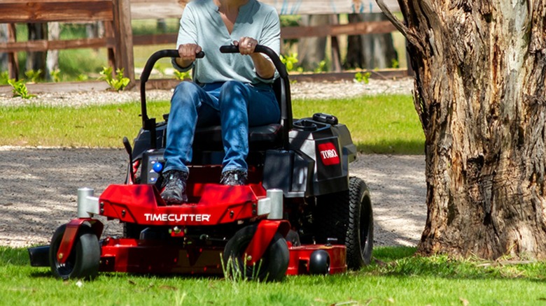 cutting lawn with Toro TimeCutter zero-turn mower