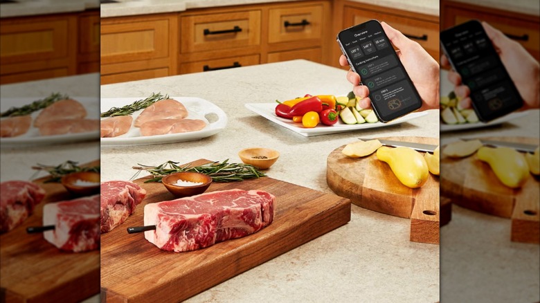 steak with smart thermometer