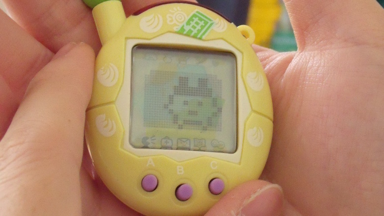 Closeup of Tamagotchi in a person's hand