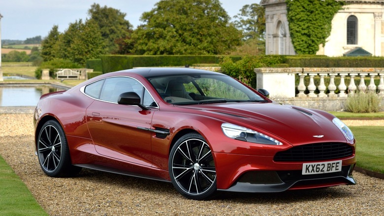 a red Aston Martin Vanquish