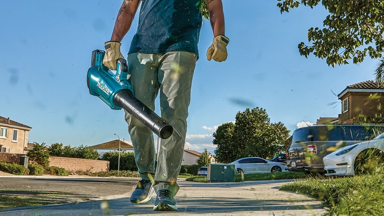 Makita 18V LXT Cordless Blower in use