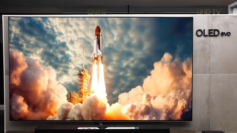 LG OLED G5 tv display with rocket ship footage playing on it