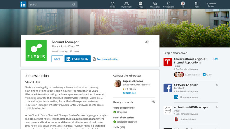 Screenshot of LinkedIn job matching