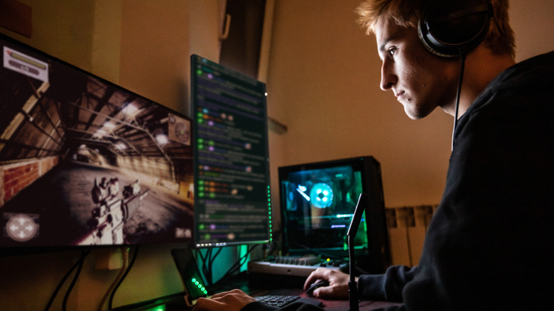 boy playing multiplayer games