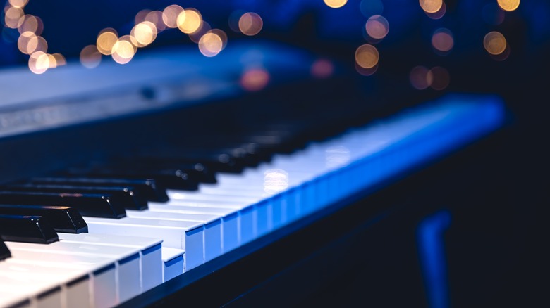 Electronic piano in stage setting