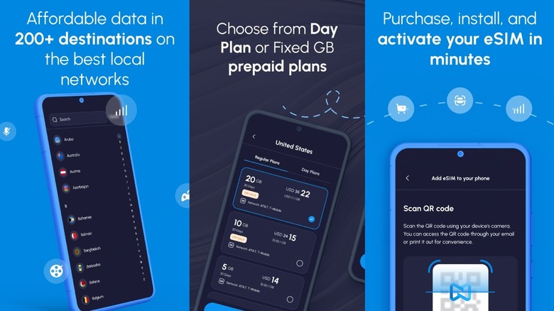 Nomad eSIM app features