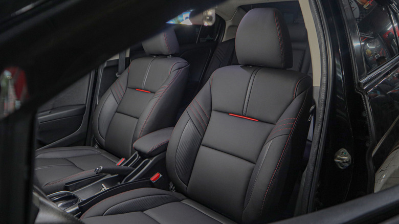 Car seats with red and black design