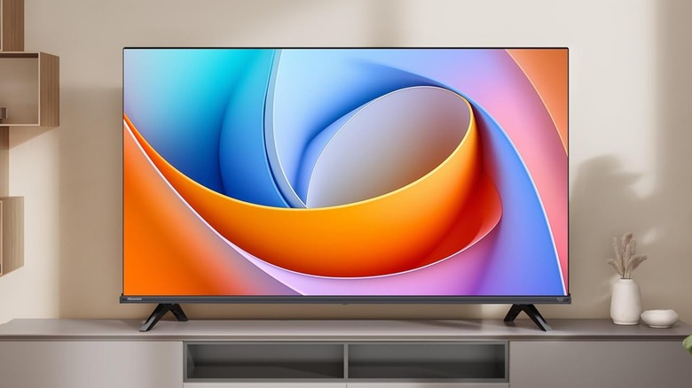 Hisense A4 Series TV on a TV stand.