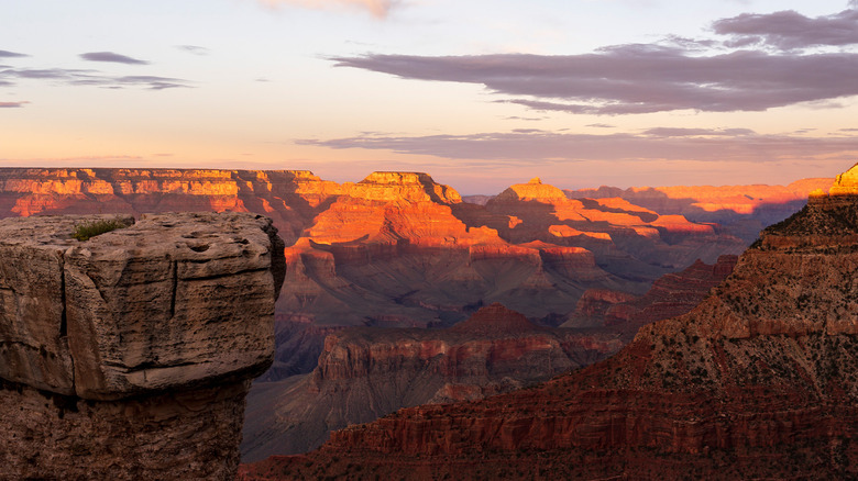 A view of the Grand Canyon at sunset