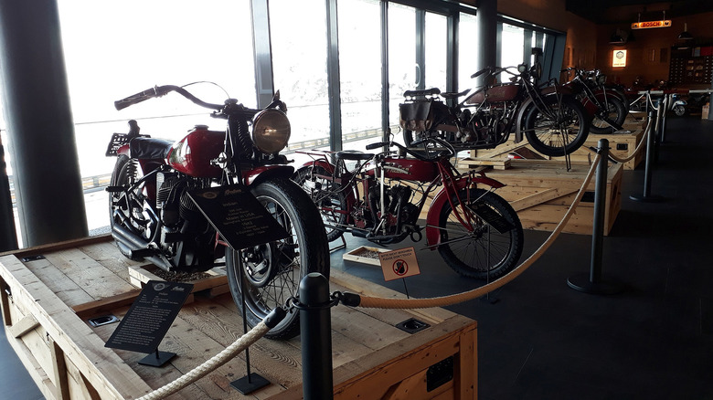 A selection of old motorcycles at the Top Mountain Motorcycle Museum