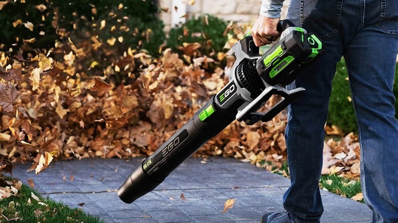 Ego Power+ 880-cfm Blower in use