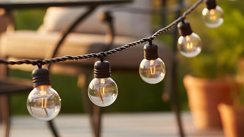 Harbor Breeze Indoor/Outdoor String Lights strung across patio