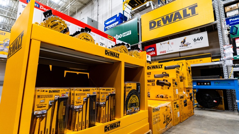 DeWalt products in hardware store