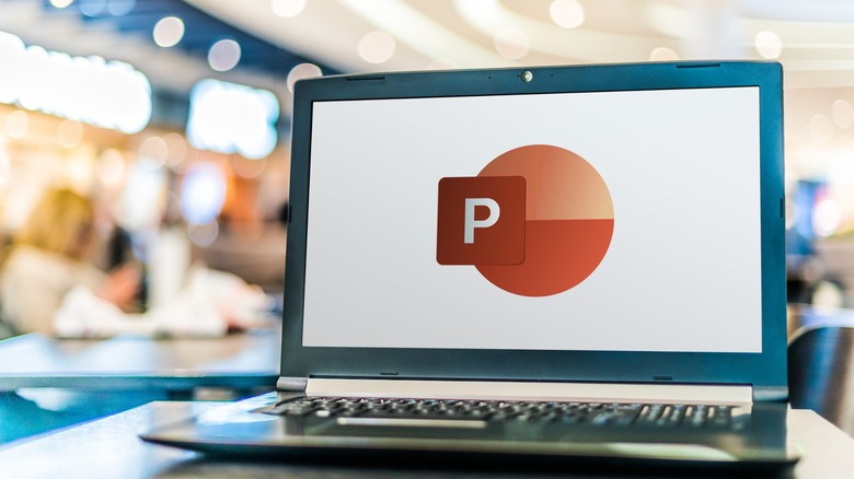 powerpoint logo on laptop screen