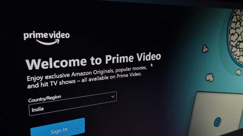 A user selecting their country/region of "India" in the welcome screen for Prime Video.