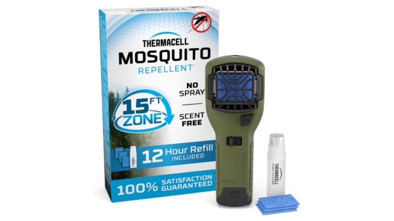 The Thermacell mosqutio repellent next to its own box on a white background