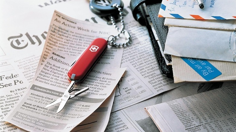 swiss army knife attached to keychain