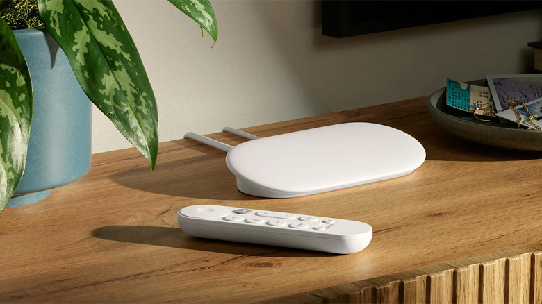 Google TV Streamer box and remote