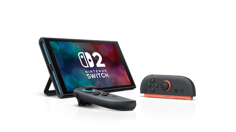 A Nintendo Switch 2 with its Joy-Cons detached on display
