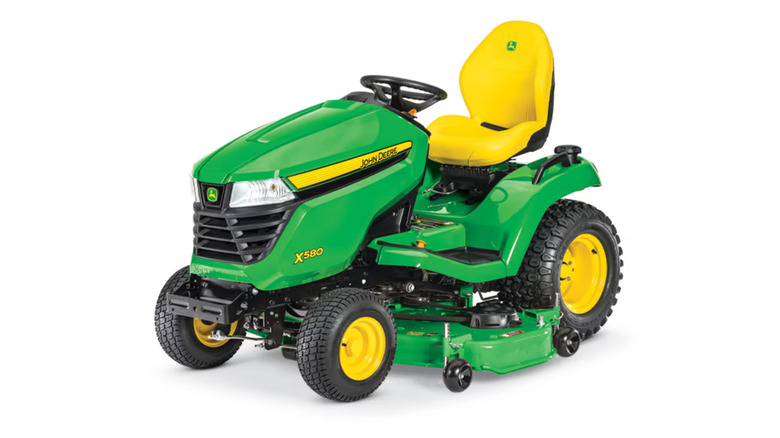 A stock image of the John Deere X580 riding lawn mower