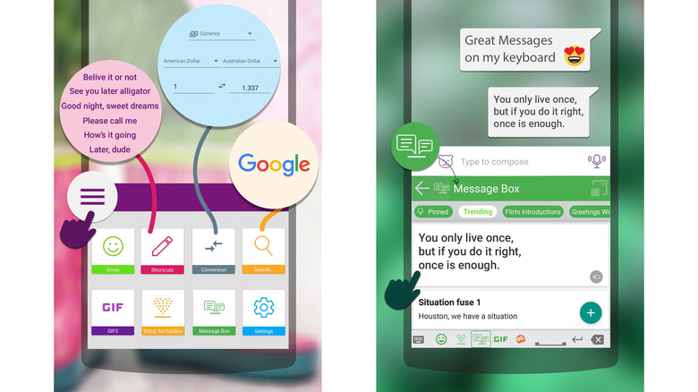 different screens from AI.Type keyboard