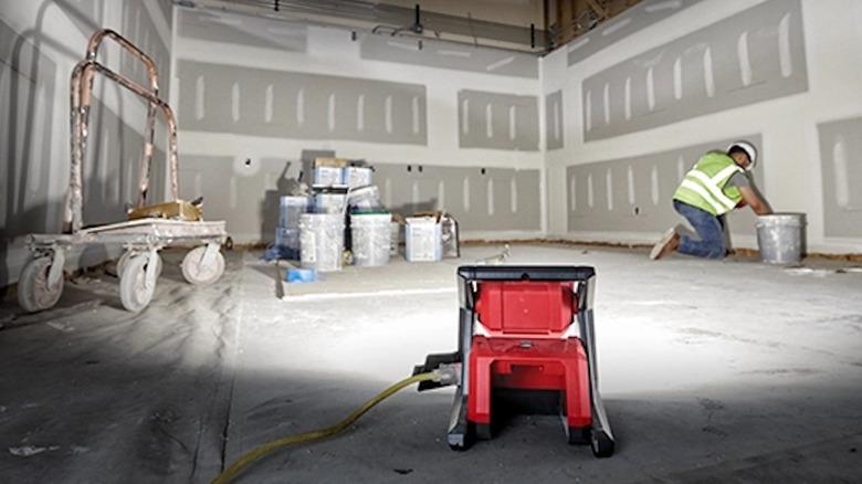 M18 Rover Dual Power Flood Light in use