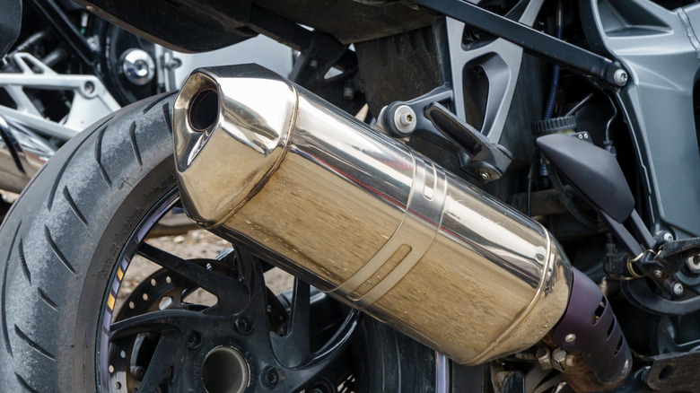 A large modern motorcycle exhaust system