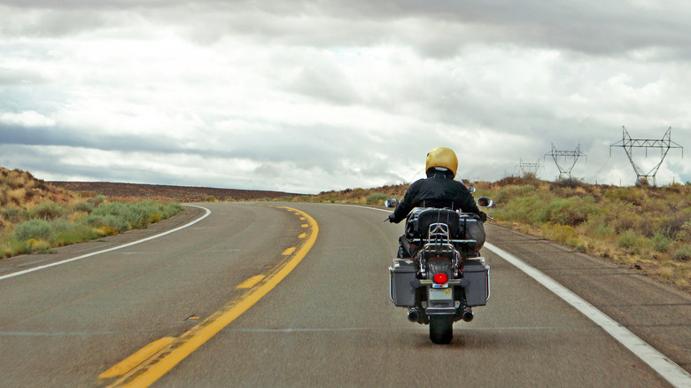 Solo rider riding through the Arizona landscape