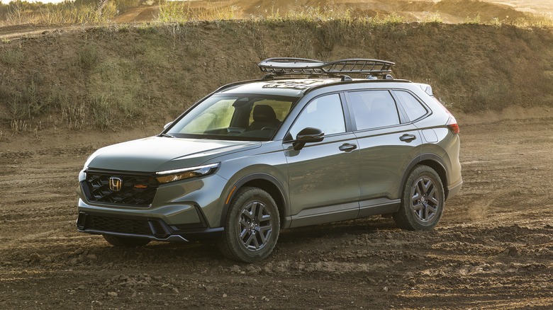 2026 Honda CR-V TrailSport parked on dirt track, front-left view