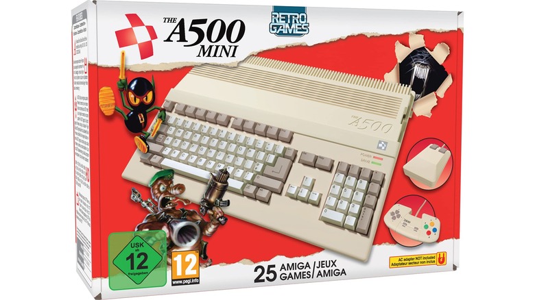 The box for the Amiga A500 Mini