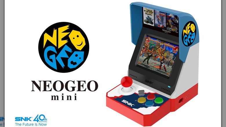 The SNK Neo Geo Mini beside its logo
