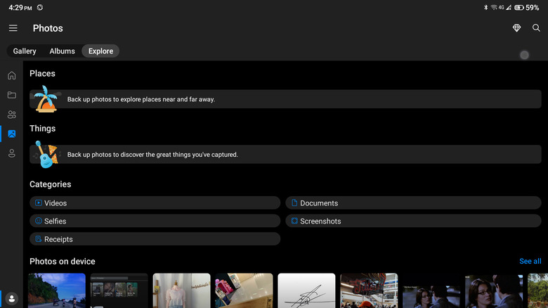 OneDrive photos tab