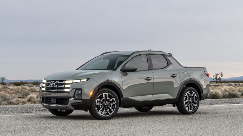 Hyundai Santa Cruz parked at Hyundai proving grounds