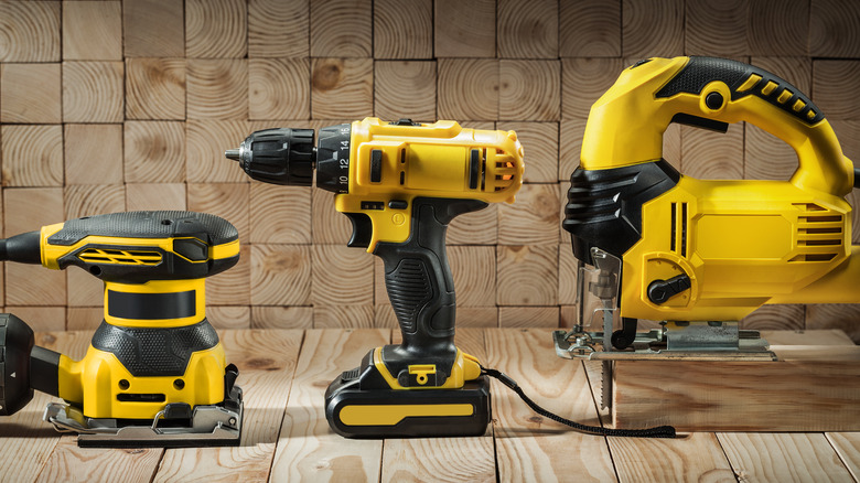 yellow carpentry power tools
